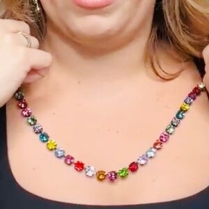 Hard to find new Tova Swarovski crystal rainbow necklace